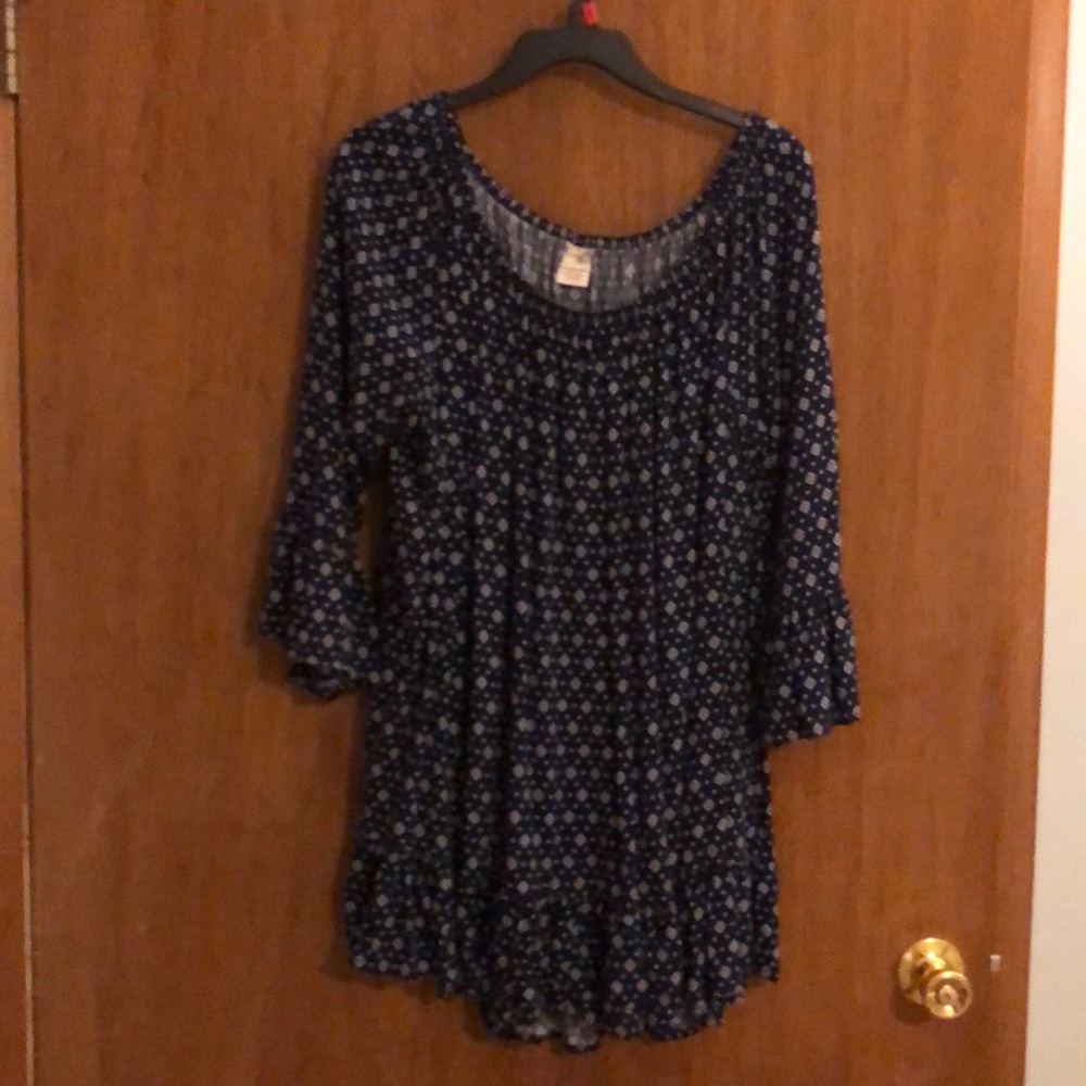 Blue and white blouse